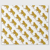 シルエットタイガーブラックとオレンジ ラッピングペーパー (フラット)