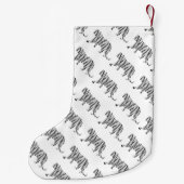 シルエットタイガーブラックとホワイト スモールクリスマスストッキング (裏面)