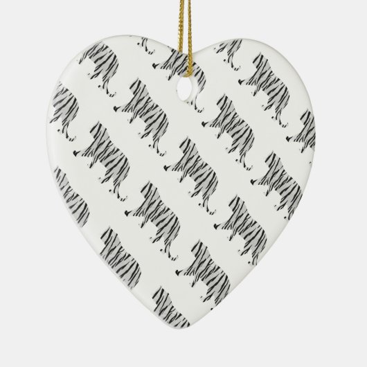 シルエットタイガーブラックとホワイト セラミックオーナメント (右)