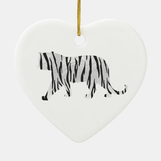 シルエットタイガーブラックとホワイト セラミックオーナメント (裏面)