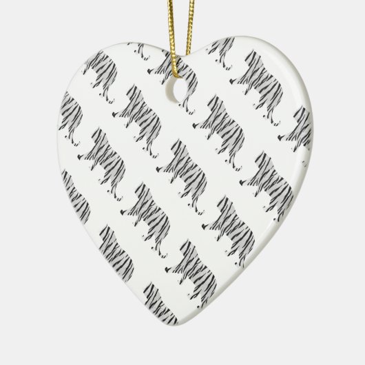 シルエットタイガーブラックとホワイト セラミックオーナメント (左)