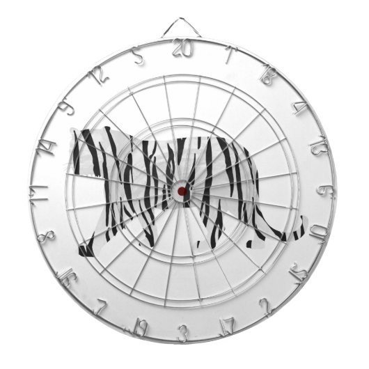 シルエットタイガーブラックとホワイト ダーツボード (正面)