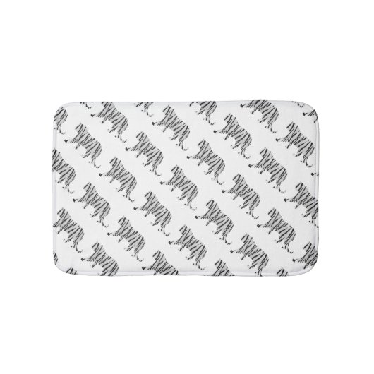 シルエットタイガーブラックとホワイト バスマット (正面)