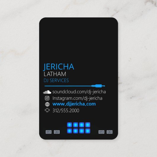 シルエットターンテーブルディスクジョッキー名刺 名刺 (裏面)