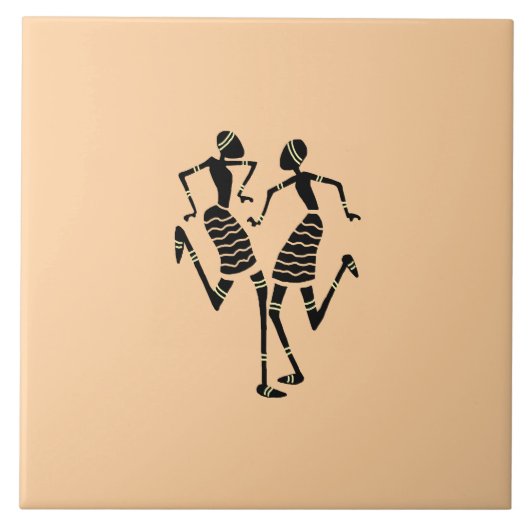 シルエットダンサーAfrican Art タイル (正面)