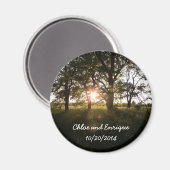 シルエットツリーとサンライトウェッパーソナライズされたディン マグネット (正面/裏面)