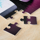 シルエットツリーと紫とオレンジ子供へ ジグソーパズル (側面)