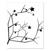 シルエットツリーの枝と星のアートスタンプ ラバースタンプ (インプリント)