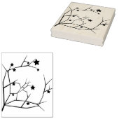 シルエットツリーの枝と星のアートスタンプ ラバースタンプ (押印)