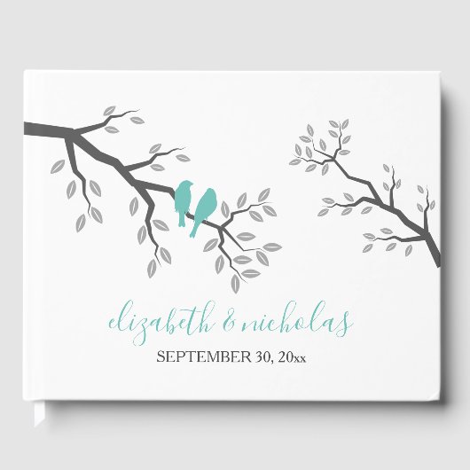 シルエットツリーブランチラブバード ゲストブック (正面)