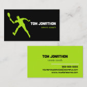 シルエットテニスプレーヤーブラックイエローテニスコート 名刺 (正面/裏面)