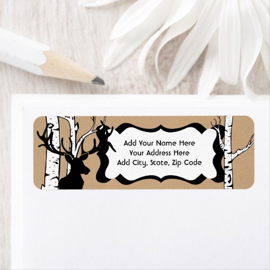 シルエットディア樺の木フォレスト住所 シール (インサイチュ)