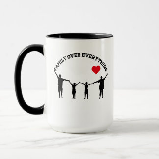 シルエットデザインの"Family Over Everything"マグカップ マグカップ
