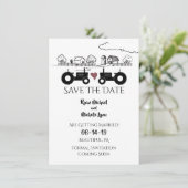 シルエットトラクターとファームブラック – 白結婚色 セーブザデート (スタンド正面)