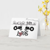 シルエットトラクターとファーム 〜 ラブラブカップル カード (黄色い花)