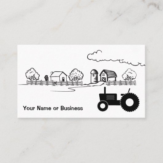 シルエットトラクターと可愛いカントリーファーム 名刺 (正面)