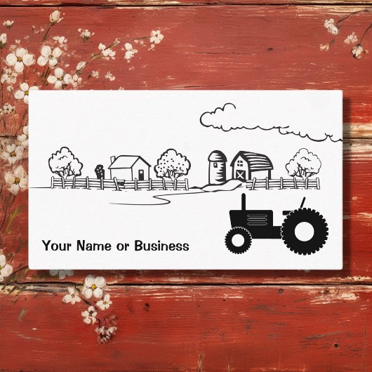 シルエットトラクターと可愛いカントリーファーム 名刺