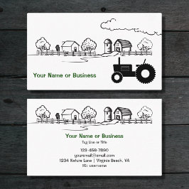 シルエットトラクターと可愛いカントリーファーム 名刺