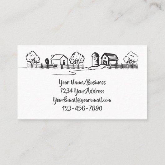 シルエットトラクターと魅力的カントリーファーム 名刺 (裏面)