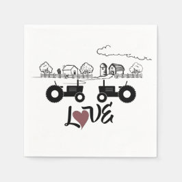 シルエットトラクターカップルin LOVE Farm スタンダードカクテルナプキン