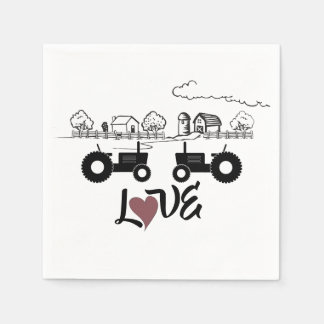 シルエットトラクターカップルin LOVE Farm スタンダードカクテルナプキン