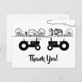 シルエットトラクターズ ファーム ブラック - ホワイト サンクス ポストカード (正面/裏面)