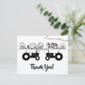 シルエットトラクターnファームブラック – ホワイトありがとう ポストカード (スタンド正面)