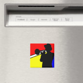 シルエットトロンボンプレーヤー、モンドリアンスタイルアート マグネット (インサイチュ (食洗機))