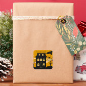 シルエットハロウィーンハウスステッカー スクエアシール