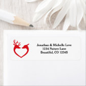 シルエットハート鹿カップル赤と黒のアドレス ラベル (インサイチュ)