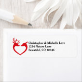 シルエットハート鹿カップル赤と黒のアドレス ラベル (インサイチュ)