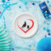 シルエットバレルレース女性のカーボーイ、馬とハート ペーパープレート (パーティー)