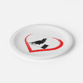 シルエットバレルレース女性のカーボーイ、馬とハート ペーパープレート (アングル)