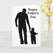 シルエットパパ歩く子グリーティングカード カード (黄色い花)