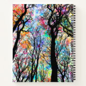 シルエットパーソナライズされたツリーを持つ虹の空 ノートブック (裏面)