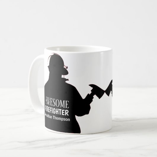 シルエットパーソナライズされたファイターコーヒーマグ コーヒーマグカップ (正面左)