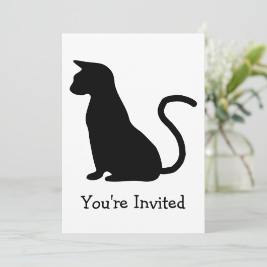 シルエットパーソナライズされた猫 招待状 (スタンド正面)