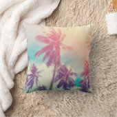 シルエットパームの木、サンセット抽象芸術。 クッション (ブランケット)