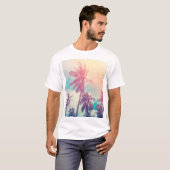 シルエットパームの木、サンセット抽象芸術。 Tシャツ (正面フル)