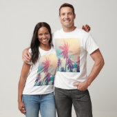 シルエットパームの木、サンセット抽象芸術。 Tシャツ (ユニセックス)