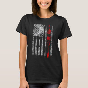 シルエットヒューズ切り出しアメリカンフラッグラインマン Tシャツ