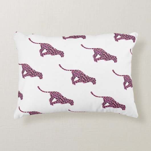 シルエットピンクとブラックヒョウ アクセントクッション (正面)