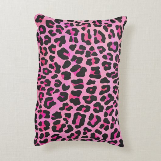 シルエットピンクとブラックヒョウ アクセントクッション (裏面(縦))