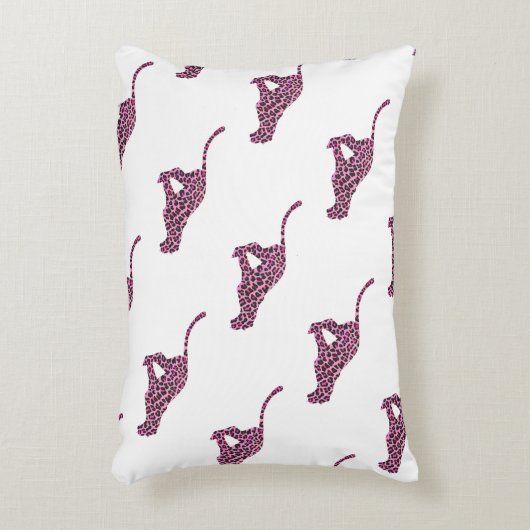 シルエットピンクとブラックヒョウ アクセントクッション (正面(垂直))