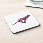 シルエットピンクとブラックヒョウ コースター (左側)