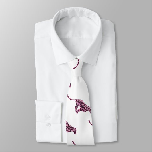 シルエットピンクとブラックヒョウ ネクタイ (タイ)