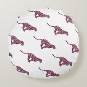 シルエットピンクとブラックヒョウ ラウンドクッション (正面)