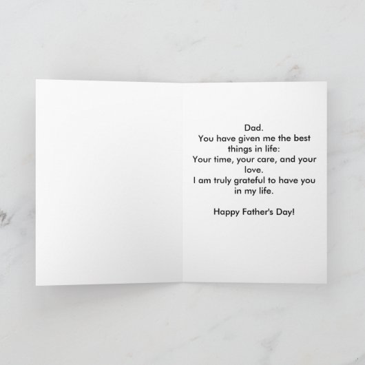 シルエットファーザーチャイルドビーチ引用文ファーザーズデイ カード (内部)