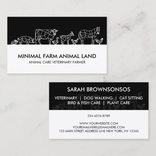 シルエットファーム鴨の牛ヤギのロバ鶏の豚 名刺 (正面/裏面)