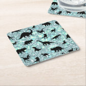 シルエットフィッシュシャークホエールグラディエントスパークルガラックス スクエアペーパーコースター (アングル)